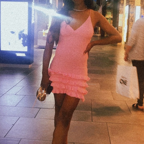 Pink Ruffled Knit Dress - Picture 3 of 3